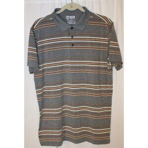 New Bobby Jones XL Rule18 Stripe Performance Golf Polo Shirt Gray Tan